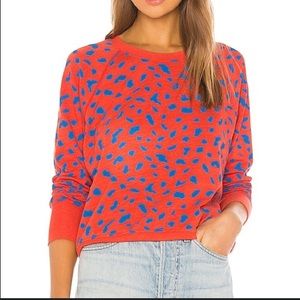Revolve Sundry Abstract Dots Fitted Raglan Sweatshirt Size 0